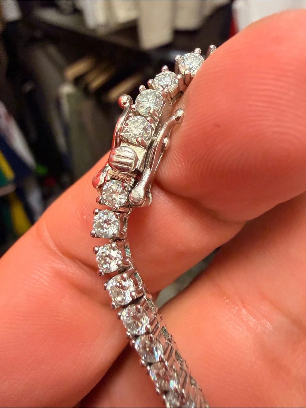 22inch White Gold Plated over 925 Silver Tennis Chain. Moissanite Stones